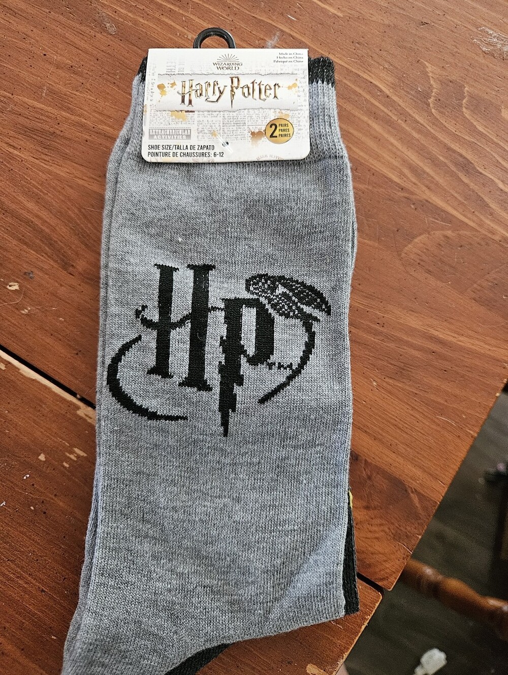 Nip Warner Bros. Harry Potter Gray Crew Socks with Black HP Logo